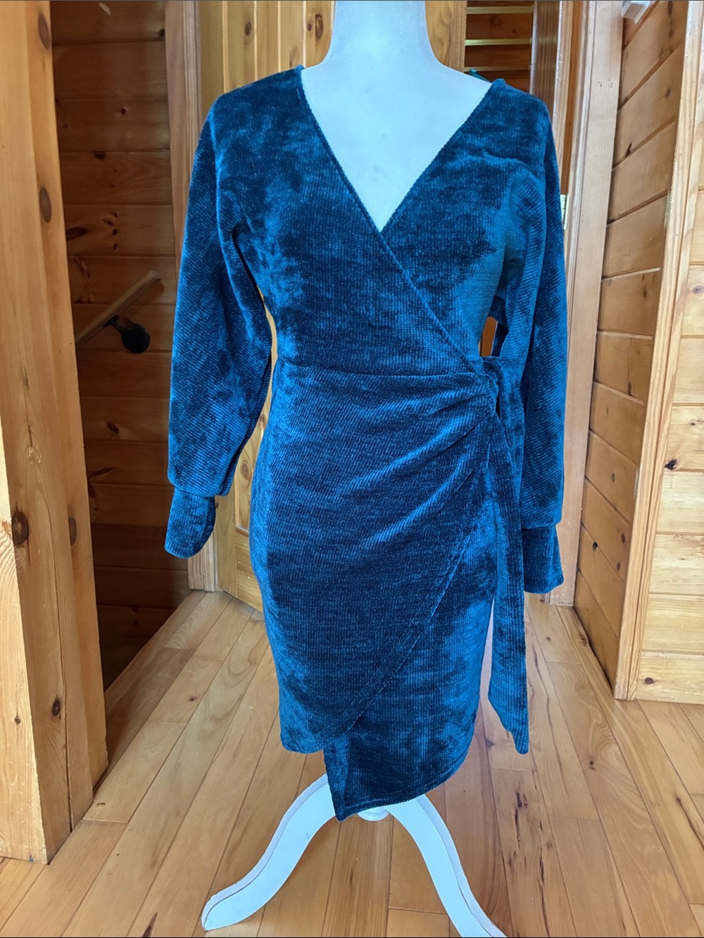 Saints + secrets regal velour full wrap mini dress